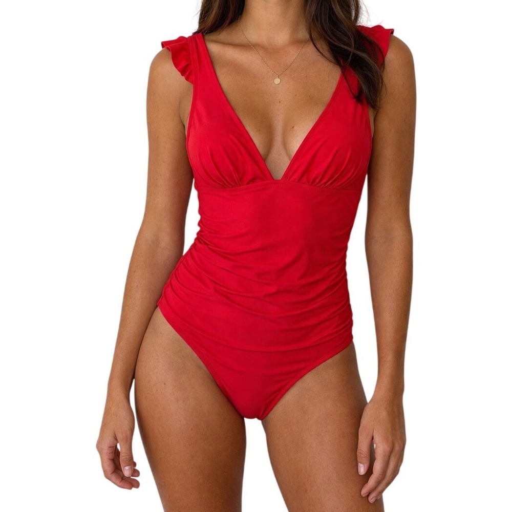 Cherry Crush‎ Ruchedt One-Piece🍒 Womens Small Swimsuit